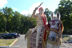 Elegant Indian groom riding on a baraat white horse. Elegant Indian groom riding on a baraat white horse.