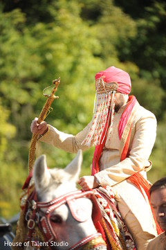 Charming Indian groom on his baraat celebration. Charming Indian groom on his baraat celebration.