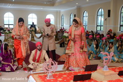 Indian groom waiting for Indian bride to seat at wedding ceremony. Indian groom waiting for Indian bride to seat at wedding ceremony.