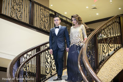 Dazzling Indian bride with groom reception look. Dazzling Indian bride with groom reception look.