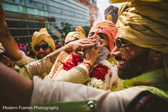 Traditional indian groom's milni ritual Traditional indian groom's milni ritual