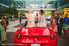 Indian newlyweds saying goodbye to guests Indian newlyweds saying goodbye to guests