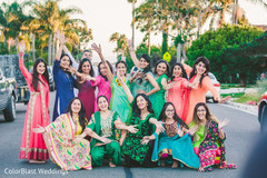 Sweet Indian bride and bridesmaids posing for photo shoot. Sweet Indian bride and bridesmaids posing for photo shoot.
