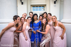 Beautiful indian bride with her bridesmaids Beautiful indian bride with her bridesmaids