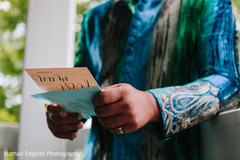 Indian bride's father reading card Indian bride's father reading card