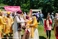 Indian newlyweds exiting their ceremony Indian newlyweds exiting their ceremony