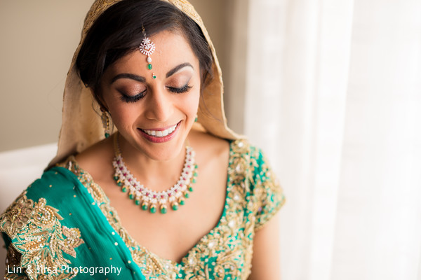 Indian bride smiling capture