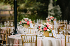 Indian wedding reception glassware table setup. Indian wedding reception glassware table setup.