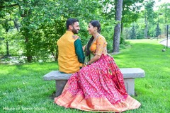 Lovely couple with their sangeet outfits Lovely couple with their sangeet outfits