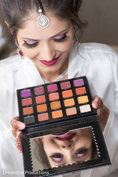 Fantastic shot of the gorgeous Indian bride getting ready. Fantastic shot of the gorgeous Indian bride getting ready.