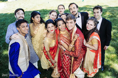 Marvelous portrait of Indian bride and groom with bridesmaids and groomsmen. Marvelous portrait of Indian bride and groom with bridesmaids and groomsmen.