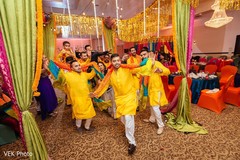 The colorful groomsmen make their entrance.