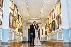 Elegant Indian bride and groom on their reception outfits. Elegant Indian bride and groom on their reception outfits.