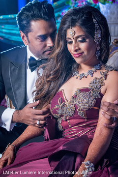 Romantic indian couple on their wedding reception outfits. Romantic indian couple on their wedding reception outfits.