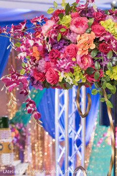 Dreamy Indian wedding reception table flower decoration. Dreamy Indian wedding reception table flower decoration.