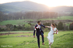 Indian newlyweds have fun outdoors after the ceremony. Indian newlyweds have fun outdoors after the ceremony.