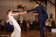 Indian newlyweds have their first dance at the reception. Indian newlyweds have their first dance at the reception.