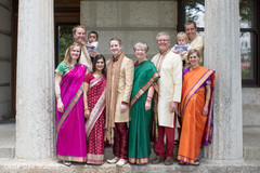 Indian couple with the groom's family Indian couple with the groom's family