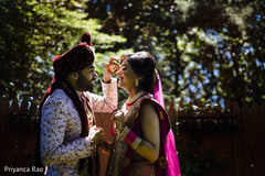 Tender moment of the Indian couple outdoors.