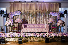 Overview of the Indian wedding stage before couple arrives Overview of the Indian wedding stage before couple arrives