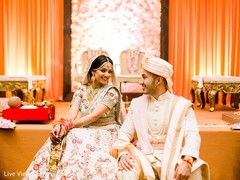 Indian newlyweds tenderly looking at each other at the venue Indian newlyweds tenderly looking at each other at the venue