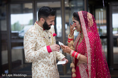 Indian bride's emotional moment reading groom's card Indian bride's emotional moment reading groom's card