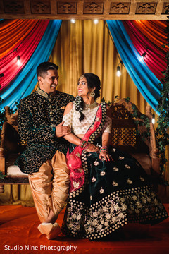 Elegant portrait of the Indian couple prior to the ceremony Elegant portrait of the Indian couple prior to the ceremony