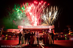 Beautiful take of the Indian newlyweds and special guests observing the fireworks Beautiful take of the Indian newlyweds and special guests observing the fireworks