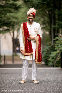 Detail of the Indian groom's traditional attire for the wedding Detail of the Indian groom's traditional attire for the wedding