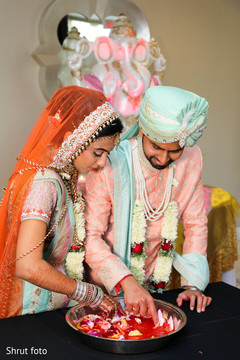 Indian newlyweds during the wedding ceremony rituals Indian newlyweds during the wedding ceremony rituals