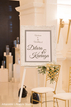 Greeting sign from the Indian newlyweds to the guests