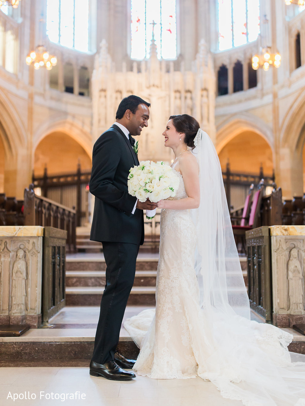 Indian couple stare at each other moments before walking down the aisle ...