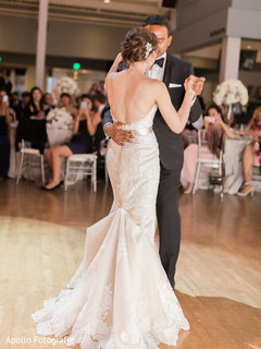 Indian bride and groom at their first reception dance. Indian bride and groom at their first reception dance.