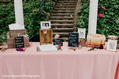 Table to put the gifts, take programs and write on the lovely guest book for the Indian wedding Table to put the gifts, take programs and write on the lovely guest book for the Indian wedding