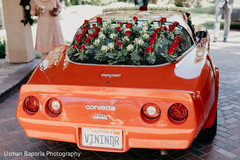 Detail of the Indian newlyweds ride with roses Detail of the Indian newlyweds ride with roses