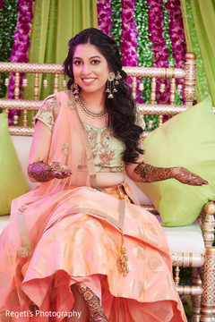 Indian bride during mehndi party Indian bride during mehndi party