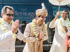 Elegant Indian groom arrives to the ceremony with his family Elegant Indian groom arrives to the ceremony with his family