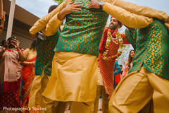 Indian groomsmen during baraat celebration Indian groomsmen during baraat celebration