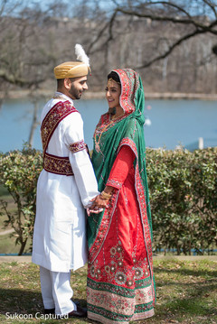 Indian bride and groom romantic first glance. Indian bride and groom romantic first glance.