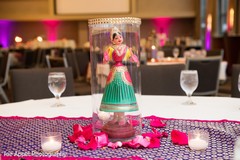 Statue of the maharani over the Indian wedding tables Statue of the maharani over the Indian wedding tables