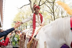 Raja greeting a guest during the fun baraat Raja greeting a guest during the fun baraat