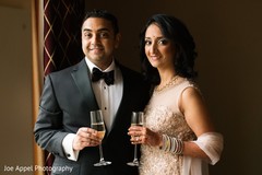 Beautiful portrait of the Indian newlyweds before the reception Beautiful portrait of the Indian newlyweds before the reception