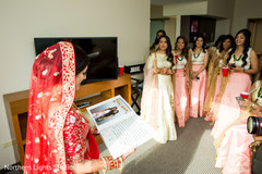 Dazzling indian bride with bridesmaids capture getting ready. Dazzling indian bride with bridesmaids capture getting ready.