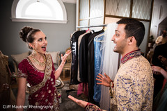 Fun capture of Indian bride and groom before the ceremonies Fun capture of Indian bride and groom before the ceremonies