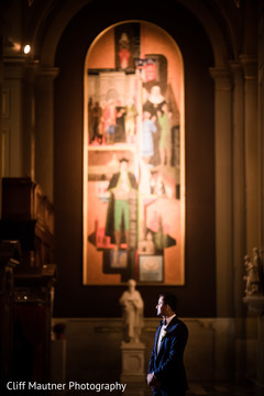 Indian groom waits for the maharani at the church Indian groom waits for the maharani at the church