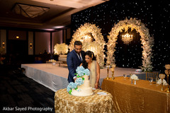 Indian newlyweds about to cut the delicious cake Indian newlyweds about to cut the delicious cake