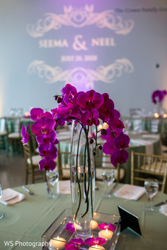 Marvelous Indian wedding reception table centerpiece. Marvelous Indian wedding reception table centerpiece.