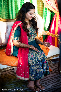 Indian bride showing mehndi art. Indian bride showing mehndi art.