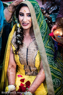 Indian bride getting Turmeric paste on. Indian bride getting Turmeric paste on.
