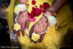 Stunning Indian bridal haldi paste on hands capture. Stunning Indian bridal haldi paste on hands capture.